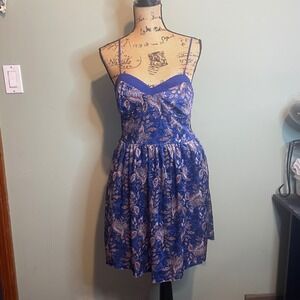 Xhilaration Women Party Cocktail Pinup Velvet Bustier Paisley Dress Blue Medium